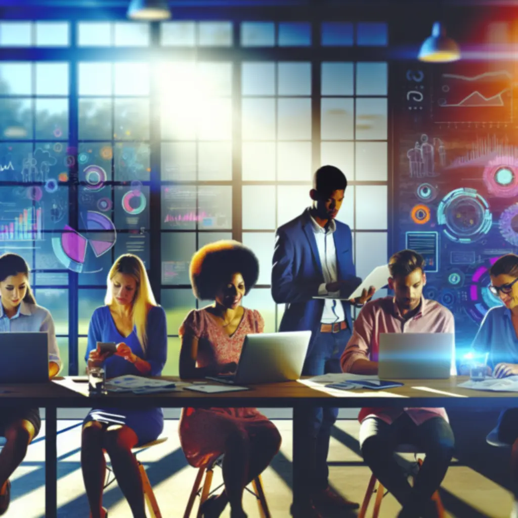 Team aan het werken aan digitale marketing